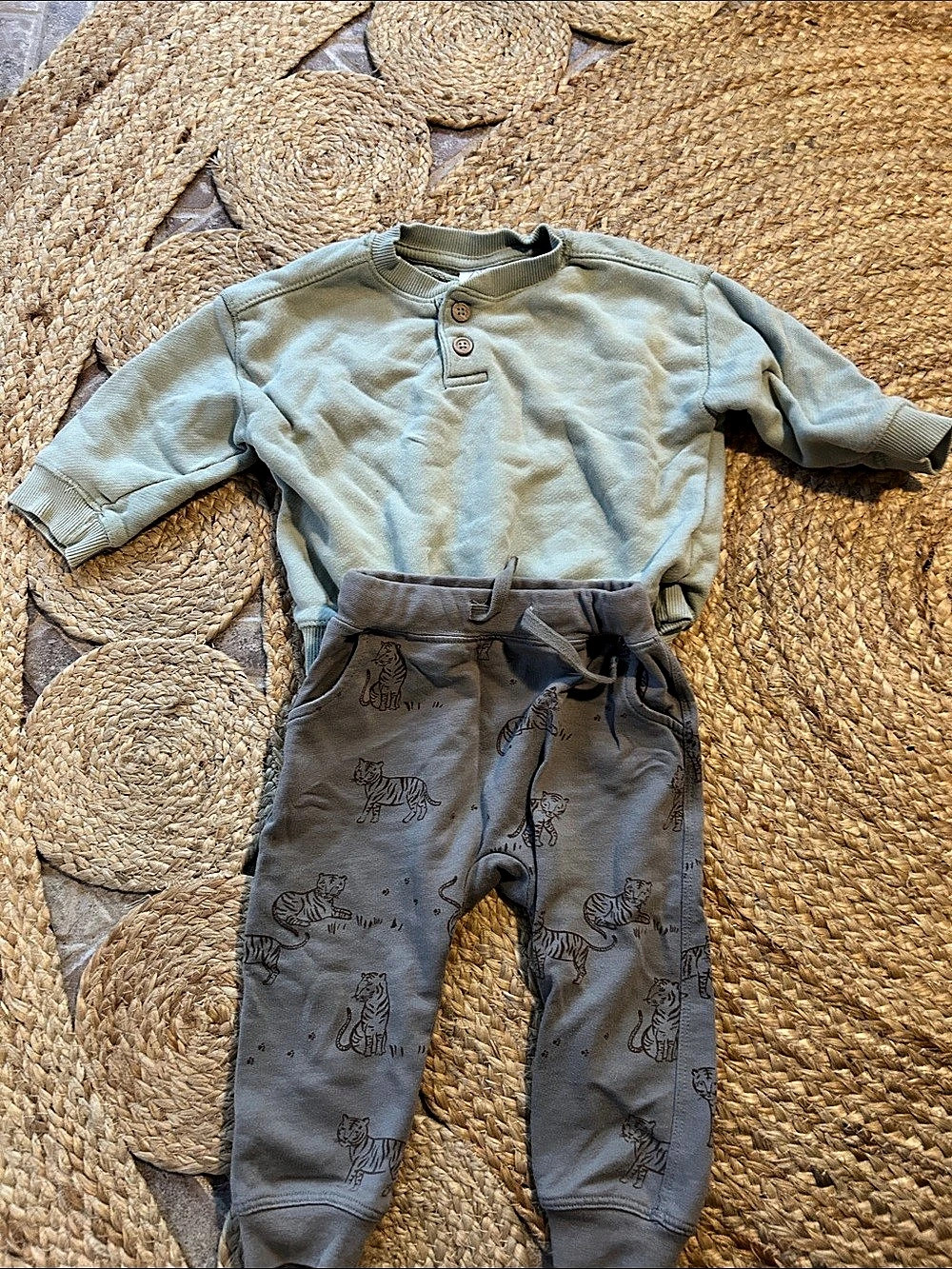 Baby Set in Blue & Gray Size 9-12 Months Like New